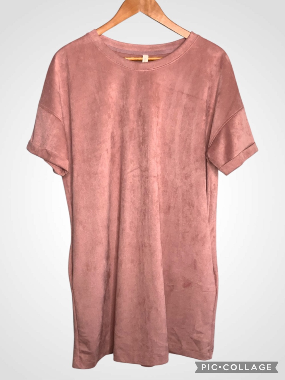 Wishlist Dusty Rose Faux Suede Midi Shift Shirt Dress Medium